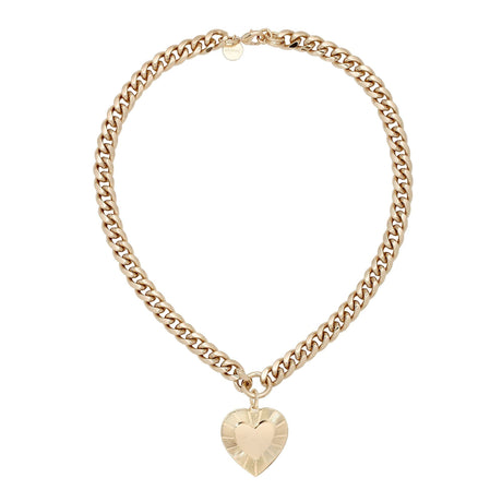 CURB CHAIN & HEART PENDANT NECKLACE by eklexic jewelry