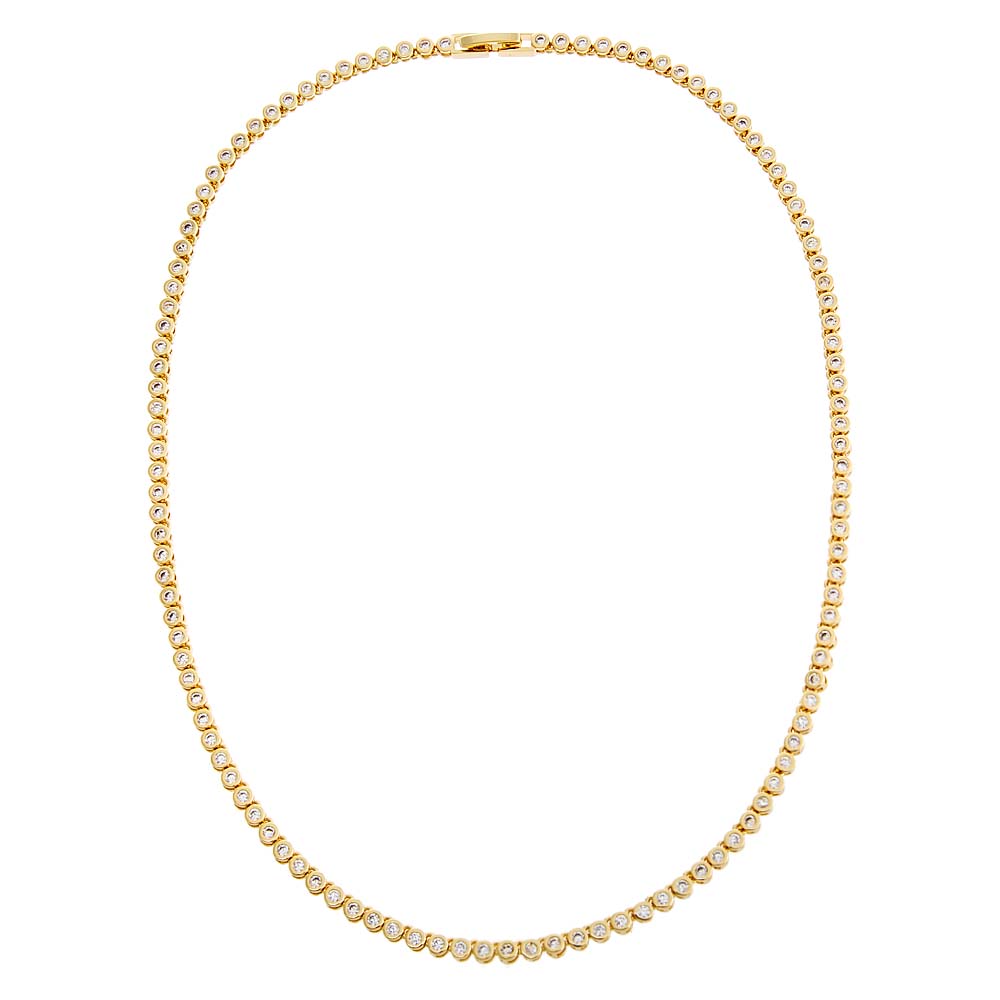 CZ Bezel Tennis Necklace by By Adina Eden