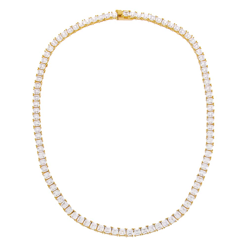 CZ Princess Cut Tennis Necklace by By Adina Eden