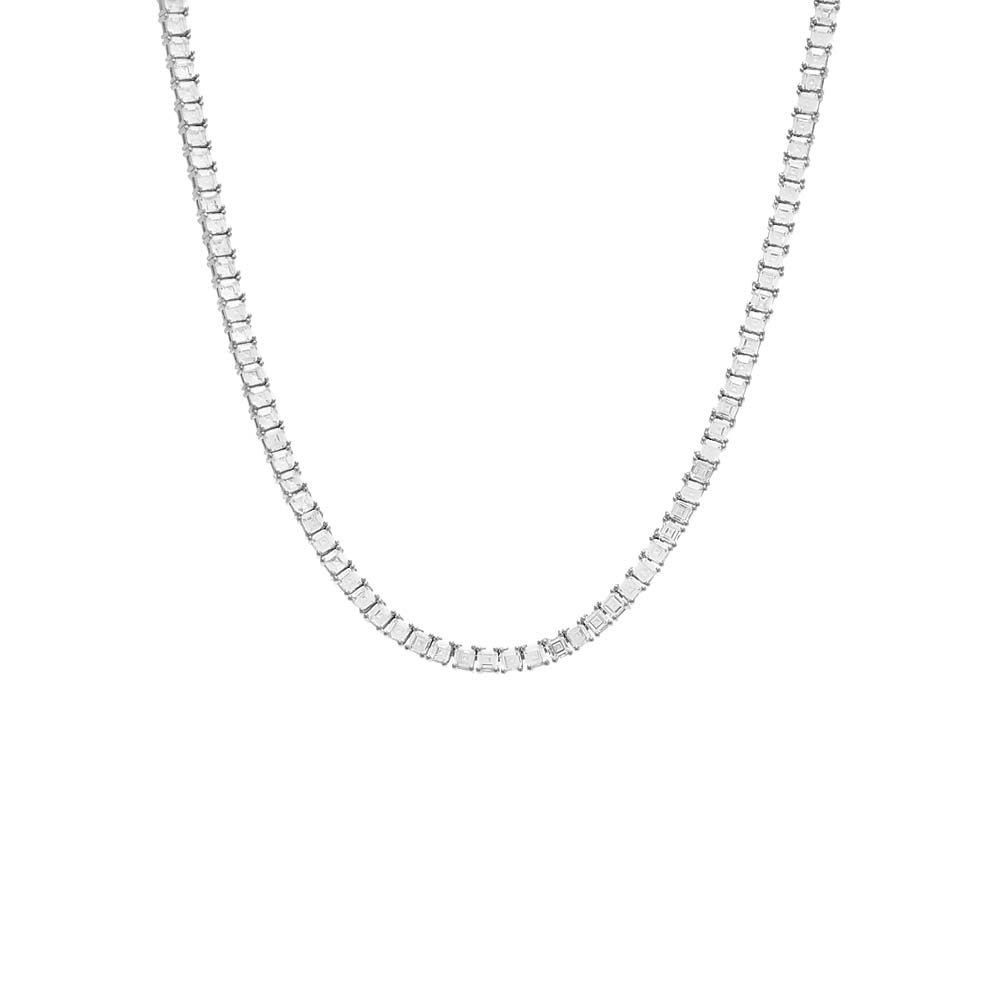 CZ Princess Cut Tennis Necklace by By Adina Eden