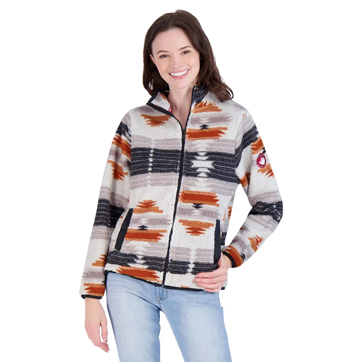 Canada Weather Gear Women's Full Zip Aztec Printed Sherpa by PROOZY