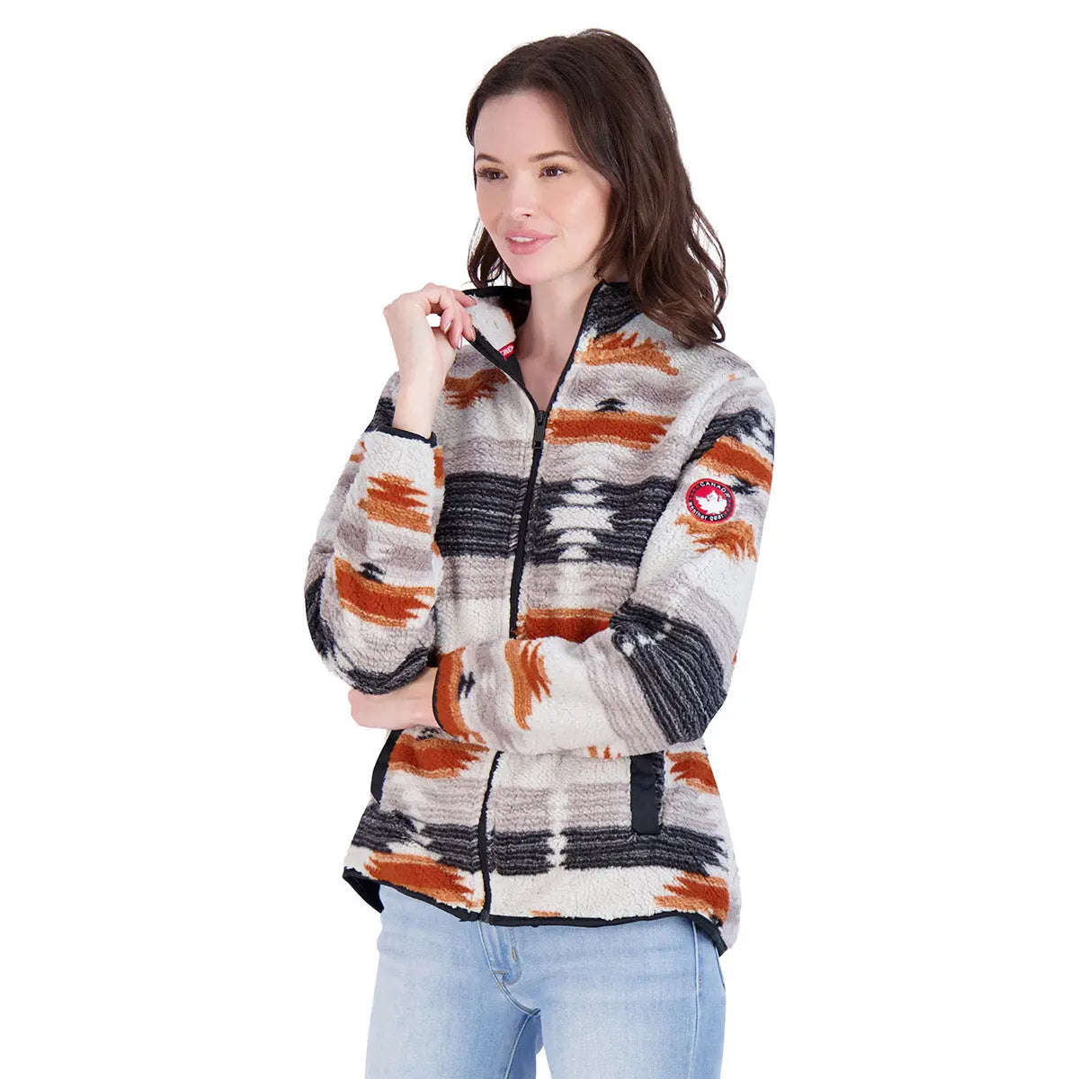 Canada Weather Gear Women's Full Zip Aztec Printed Sherpa by PROOZY