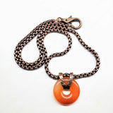 Carnelian Gemstone Donut Copper Chain Necklace by Alexa Martha Designs