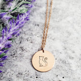 Cat Silhouette Disc Necklace by Salt and Sparkle