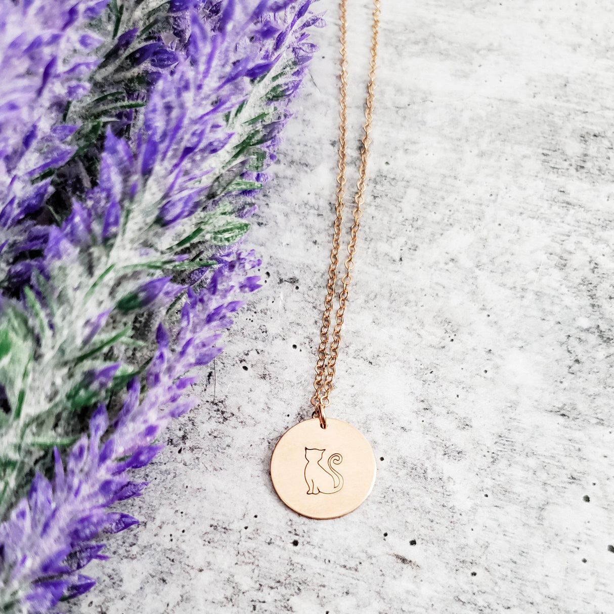 Cat Silhouette Disc Necklace by Salt and Sparkle