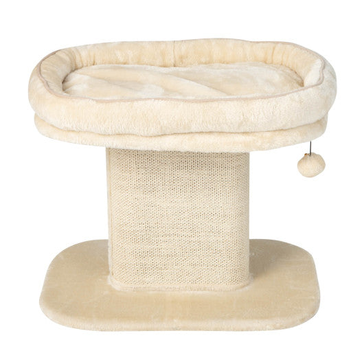 Modern Cat Tree Tower with Plush Perch and Sisal Scratching Plate-Beige