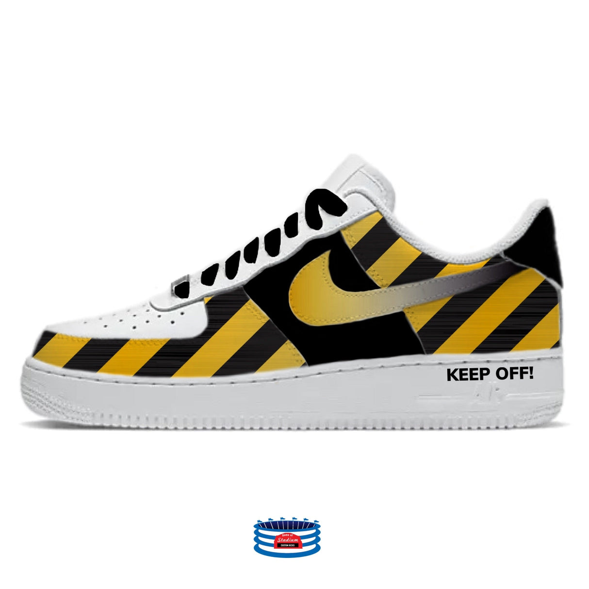 "Caution" Nike Air Force 1 Low Shoes by Stadium Custom Kicks