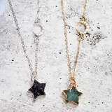 Celestial Moon and Star Druzy Necklace by Salt and Sparkle