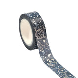 Celestial Silver Washi Tape | Moon and Constellations on Black | Gift Wrapping and Craft Tape by The Bullish Store