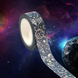 Celestial Silver Washi Tape | Moon and Constellations on Black | Gift Wrapping and Craft Tape by The Bullish Store