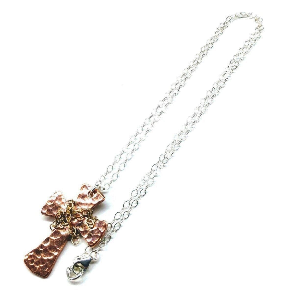 Chained Hammered Copper Cross Necklace For Him Or Her by Alexa Martha Designs