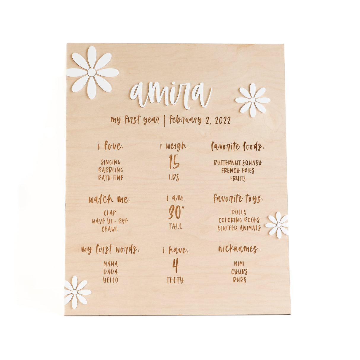 Personalized Boho Daisy Birthday Milestone Board by The Cotton & Canvas Co.