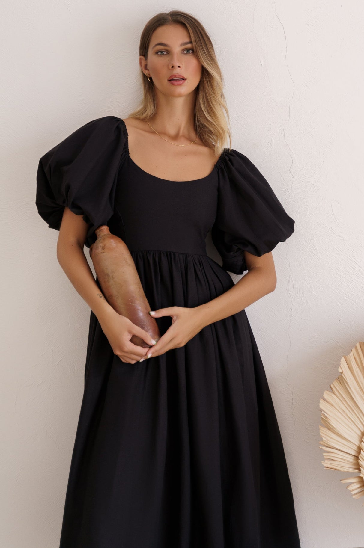 Cherie Puff Sleeve Midi Dress by ELF