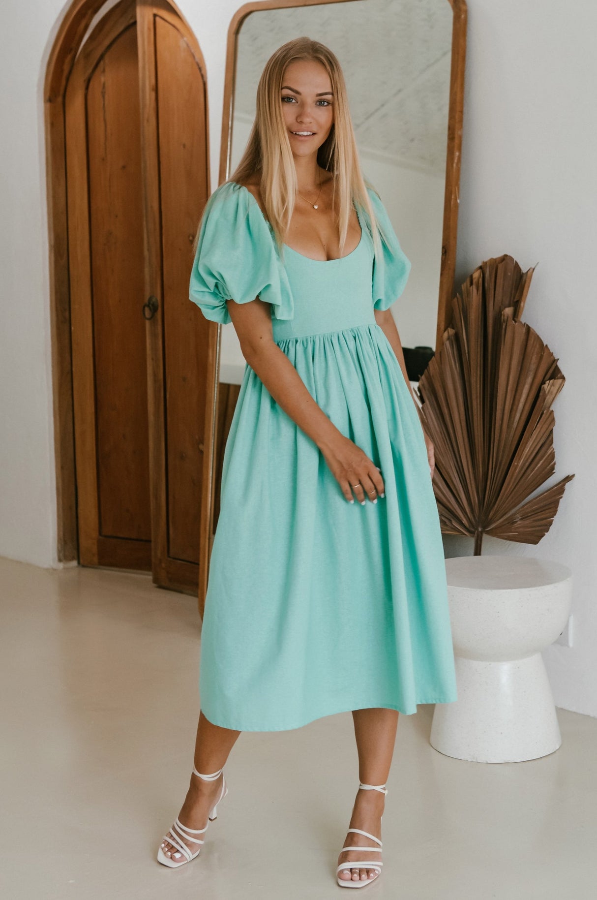 Cherie Puff Sleeve Midi Dress by ELF