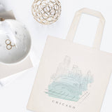 Chicago Cityscape Cotton Canvas Tote Bag by The Cotton & Canvas Co.