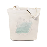 Chicago Cityscape Cotton Canvas Tote Bag by The Cotton & Canvas Co.