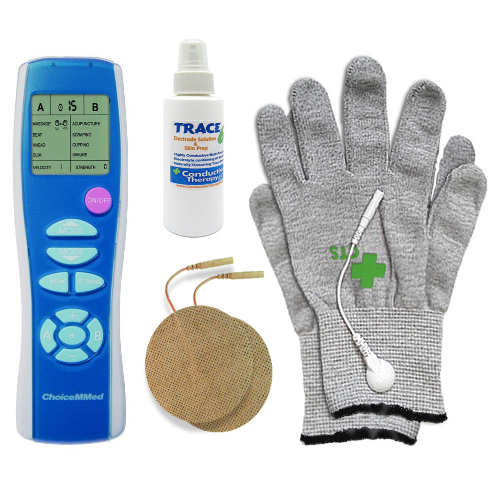 ChoiceMMed TENS Device with Electrode Gloves Pair by Conductive Therapy Shop