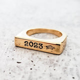 Class of 2024 Flat Top Gold Ring by Salt and Sparkle