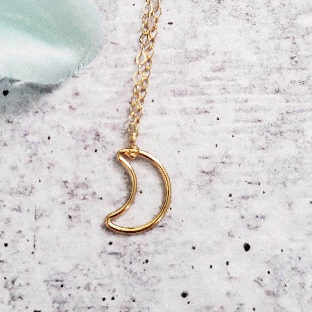 Classic Moon Gold Necklace by Salt and Sparkle