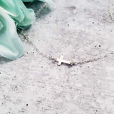 Classic Sterling Silver Tiny Cross Necklace by Salt and Sparkle