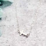 Classic Sterling Silver Tiny Cross Necklace by Salt and Sparkle