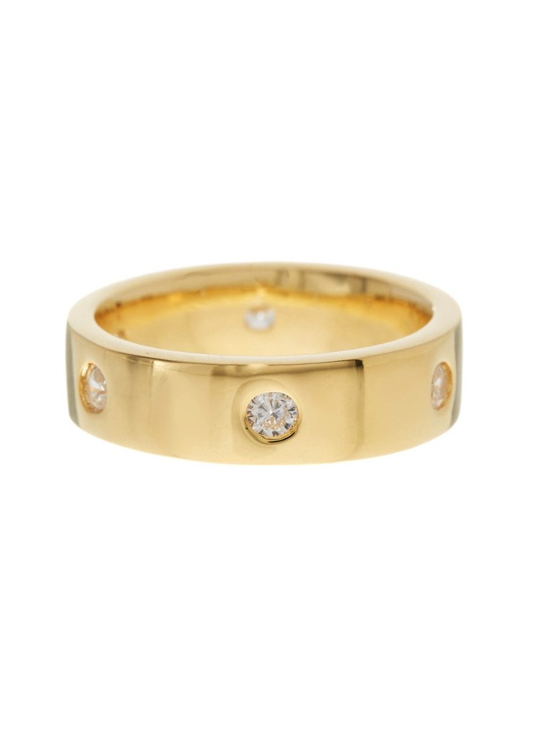 Gold-Tone Classic Station CZ Band Ring by Sterling Forever