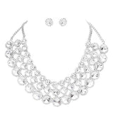 Crystal Pave Trim Round Evening Necklace Earring Set by Madeline Love