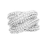 Crystal Rhinestone Pave Crisscross Stretch Ring by Madeline Love