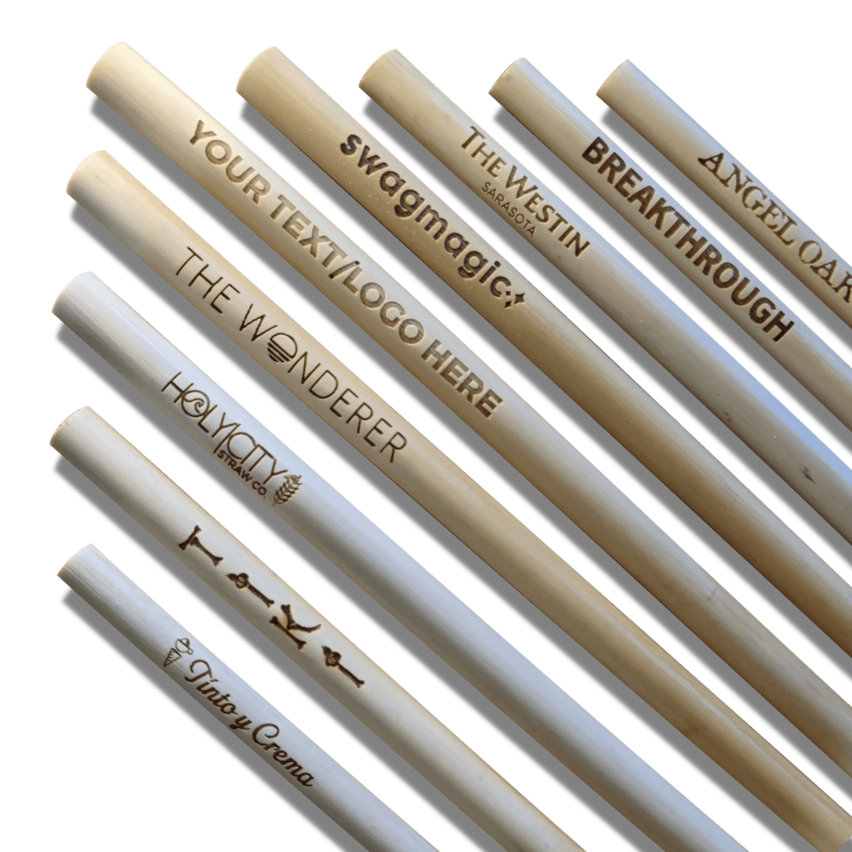 Laser Engraved Reusable Reed Straw by Holy City Straw Company