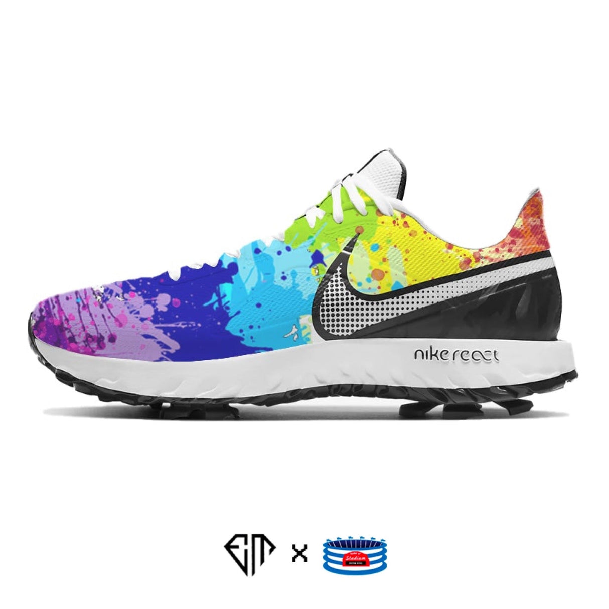 "Color Splash" Nike React Infinity Pro Golf Shoes by Stadium Custom Kicks