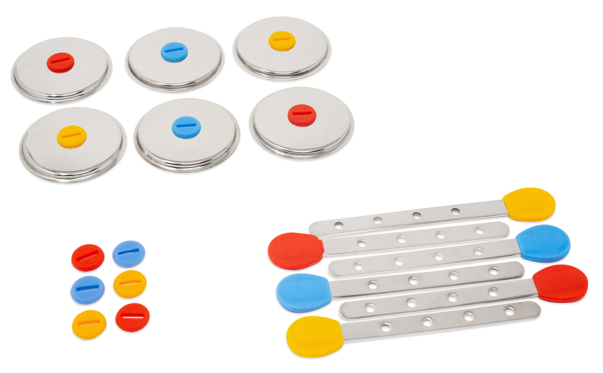 6 Reusable Steel Sticks + 6 Lids + 12 Silicone Seals - for Round Popsicle Molds by ecozoi