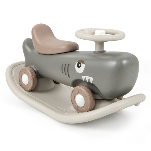 Convertible Rocking Horse and Sliding Car with Detachable Balance Board-Dark Gray