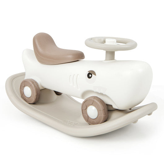 Convertible Rocking Horse and Sliding Car with Detachable Balance Board-White