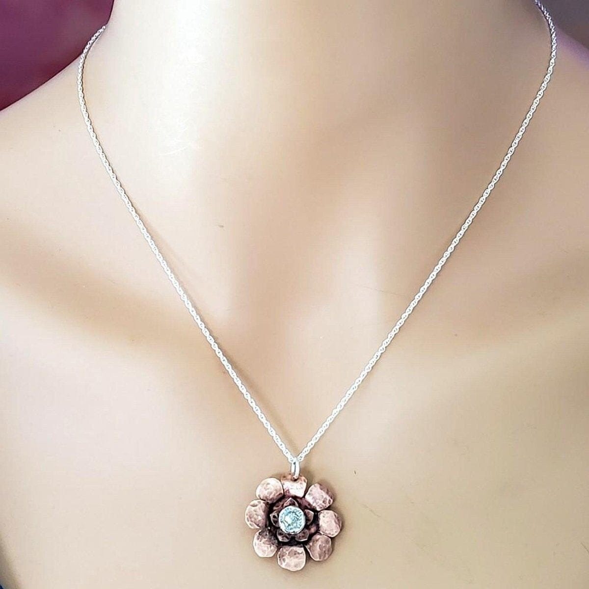 Copper Crystal Flower blossom Spinner Necklace by Alexa Martha Designs