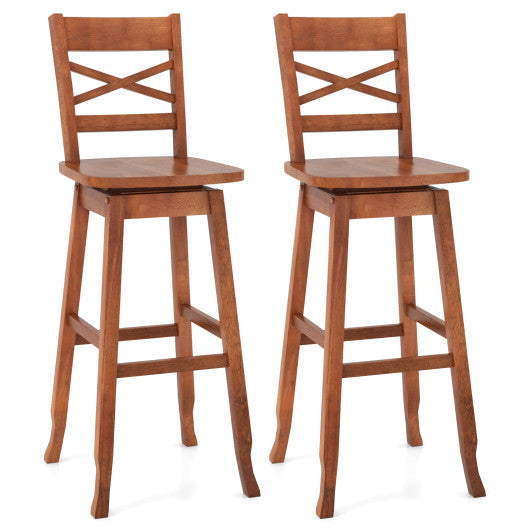 Swivel 30-Inch Bar Height Stool Set of 2 with Footrest-Walnut