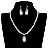 Crystal Pave Teardrop Pearl Pendant Necklace by Madeline Love