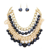 Pearl Chunky Metal Chain Statement Necklace by Madeline Love