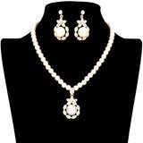 Pearl Rhinestone Embellished Marquise Cluster Necklace by Madeline Love