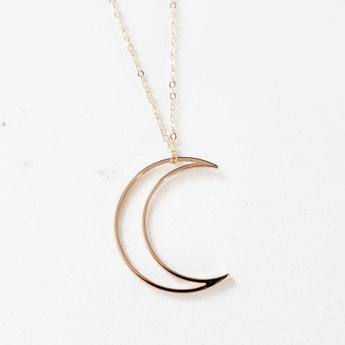 Crescent Moon Gold Necklace - Ready to ship by Salt and Sparkle