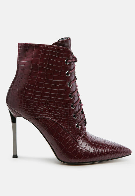 escala croc lace-up stiletto boots by London Rag