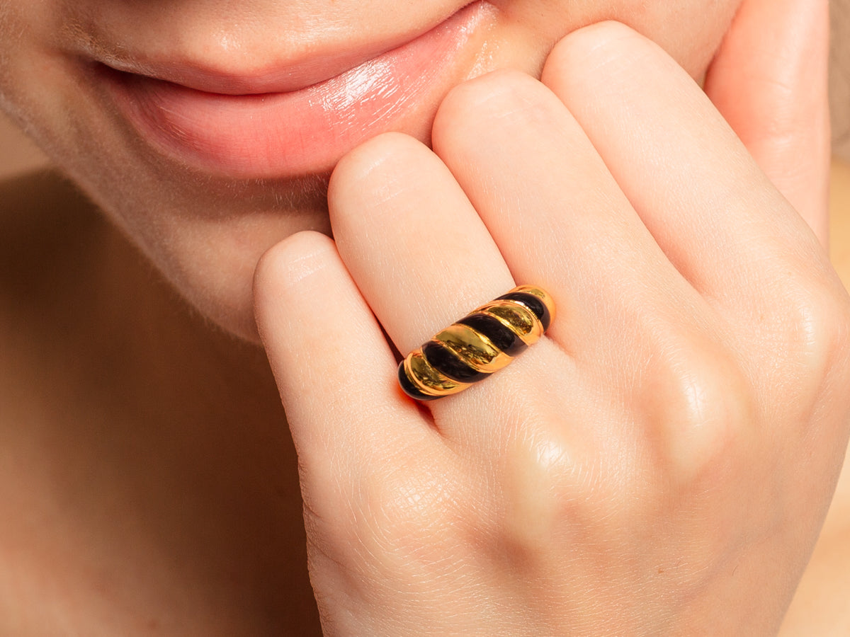 Croissant Dome Enamel Ring by Little Sky Stone