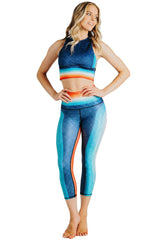 Retro Rainbow Printed Yoga Crops by Yoga Democracy