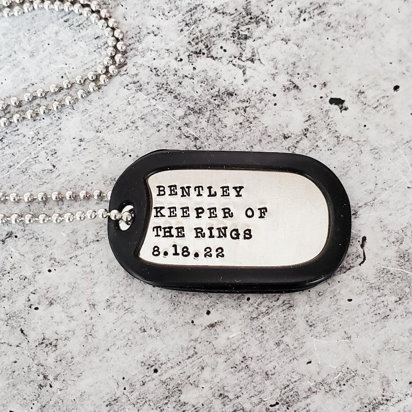 Custom Ring Bearer Dog Tag Silver Necklace by Salt and Sparkle