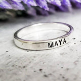 Custom Skinny Silver Name Ring by Salt and Sparkle