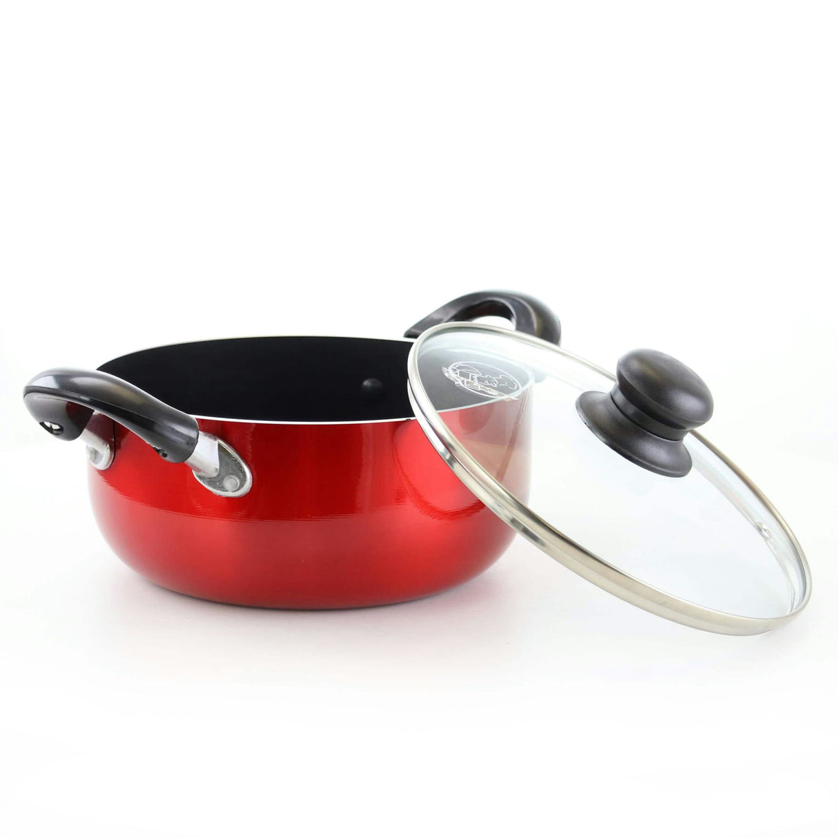 Better Chef 10-Quart Aluminum Dutch Oven With Glass Lid Metallic Finish - Red - 10 quart