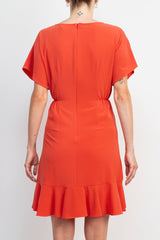 Donna Morgan Crew Neck Short Sleeve Fit & Flare Zipper Back Solid Jersey Dress by Curated Brands