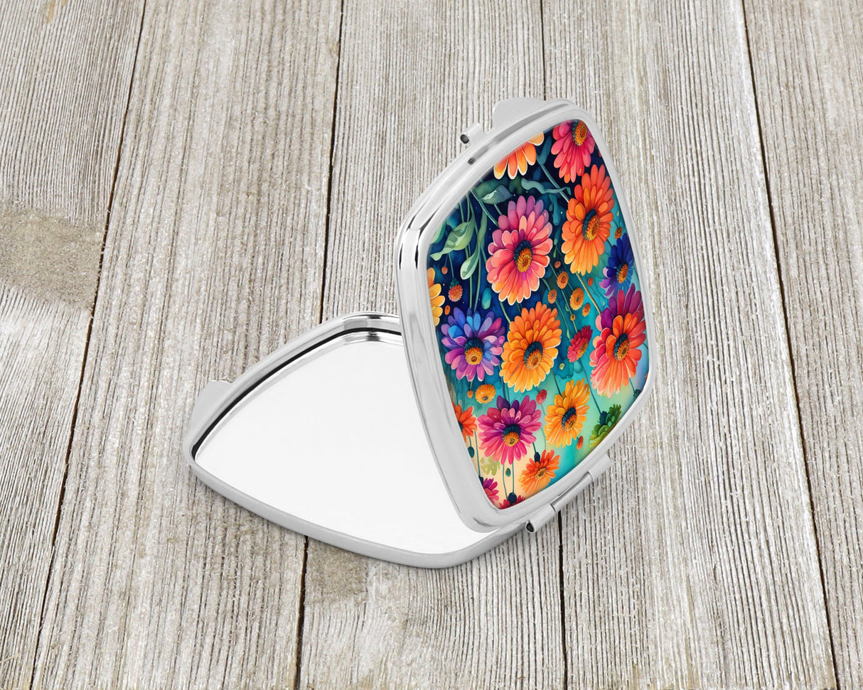 Colorful Zinnias Compact Mirror by Caroline's Treasures