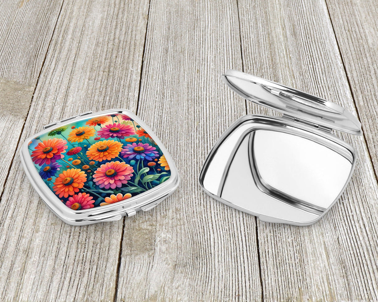 Colorful Zinnias Compact Mirror by Caroline's Treasures