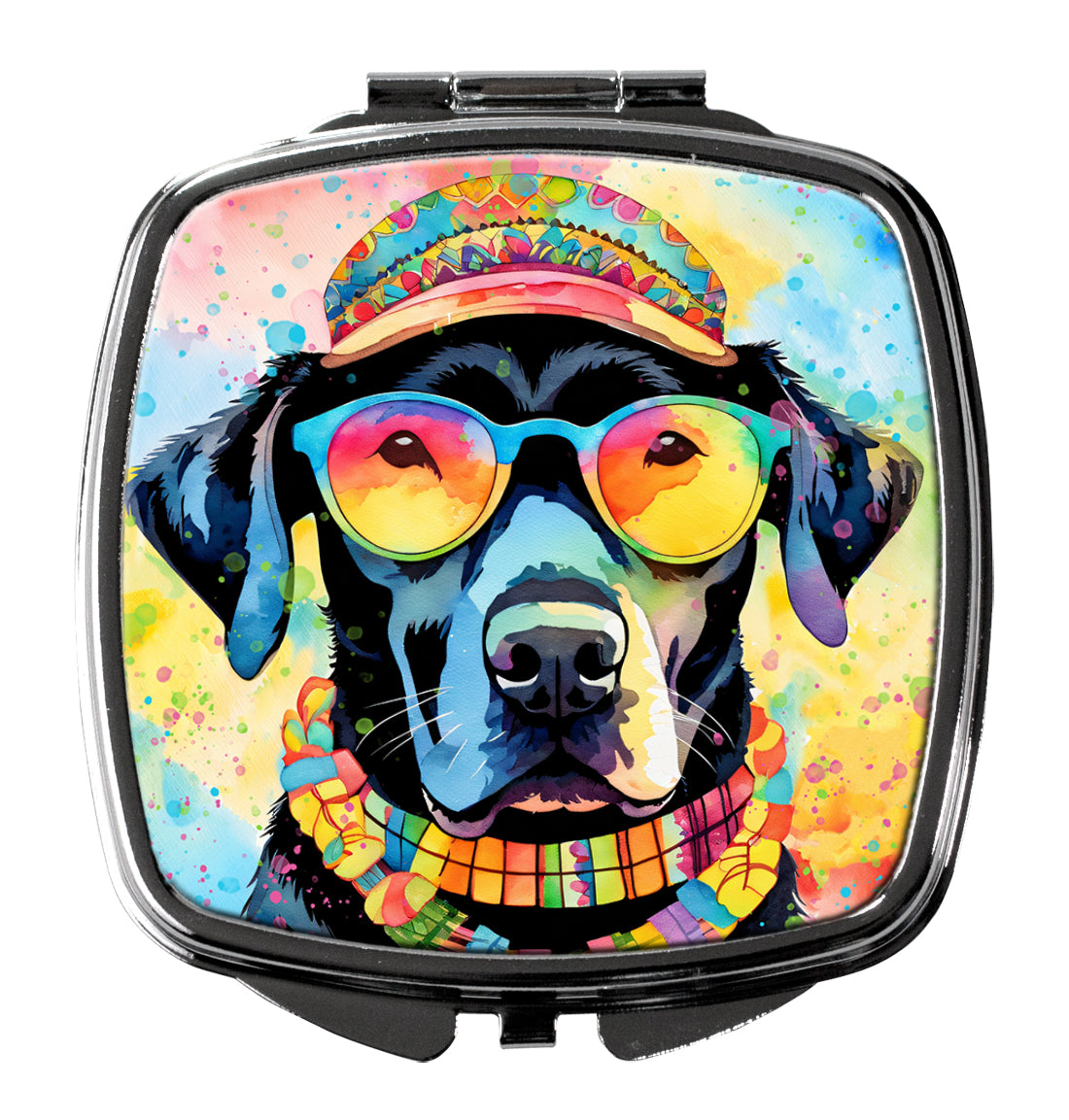 Black Labrador Hippie Dawg Compact Mirror by Caroline's Treasures