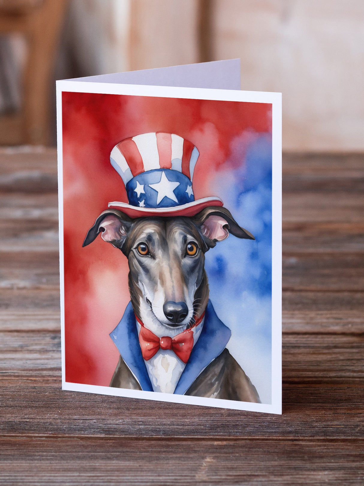 Greyhound Patriotic American Greeting Cards Pack of 8 by Caroline's Treasures